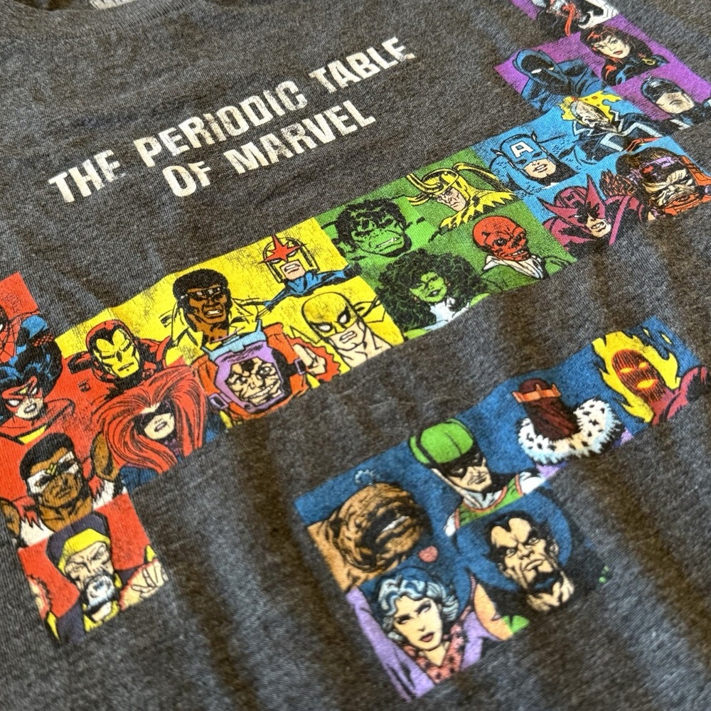 The Periodic Table Of Marvel Unisex S Dark Heather Gray T-Shirt